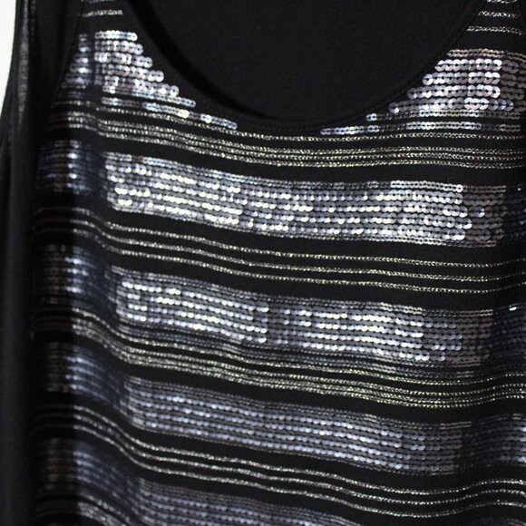 🎄Express Women's Sleeveless Sequins Tank, Camisole Black | Si… - Picture 4 of 8